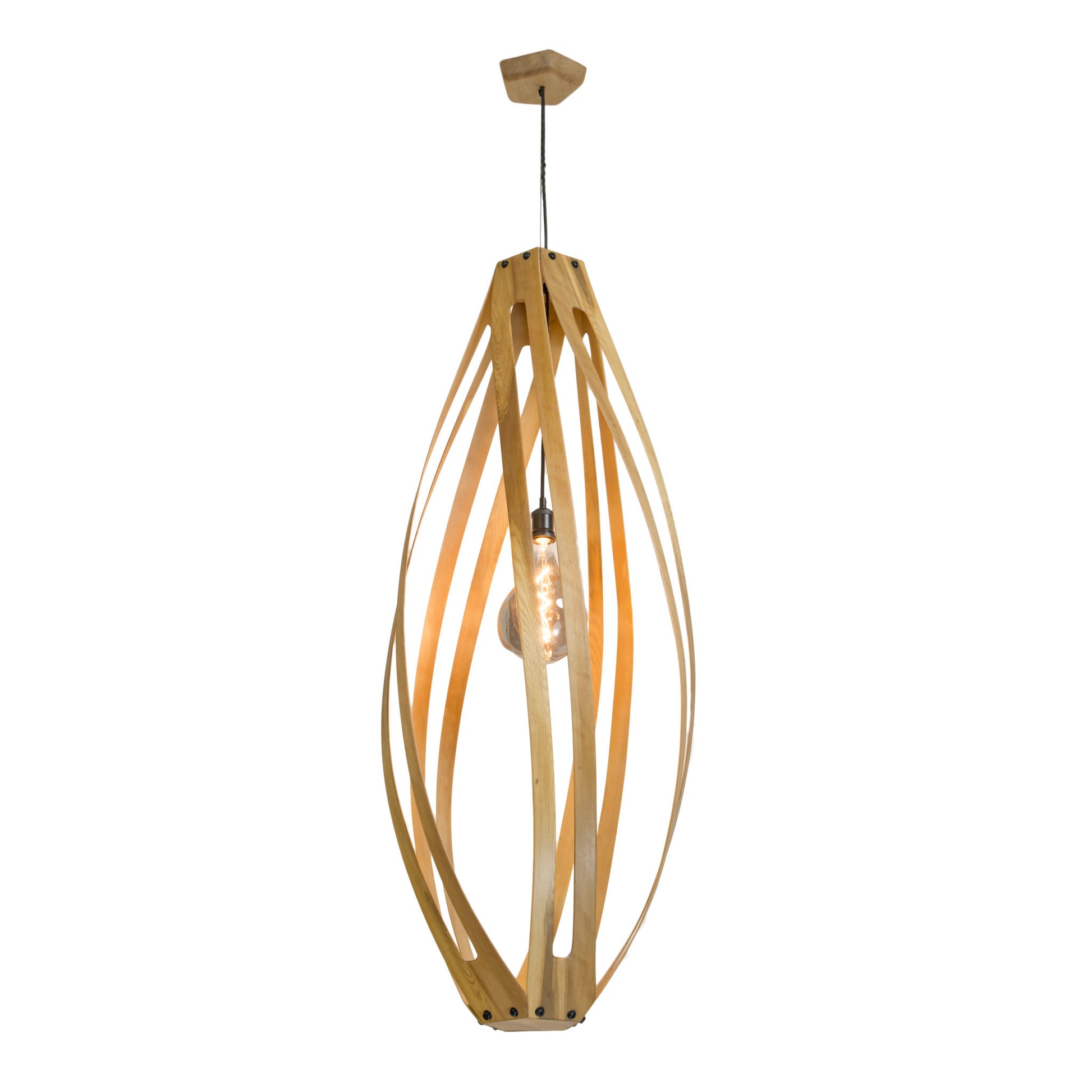 Twisties Albert pukatea native timber pendant light, handmade in Tauranga NZ