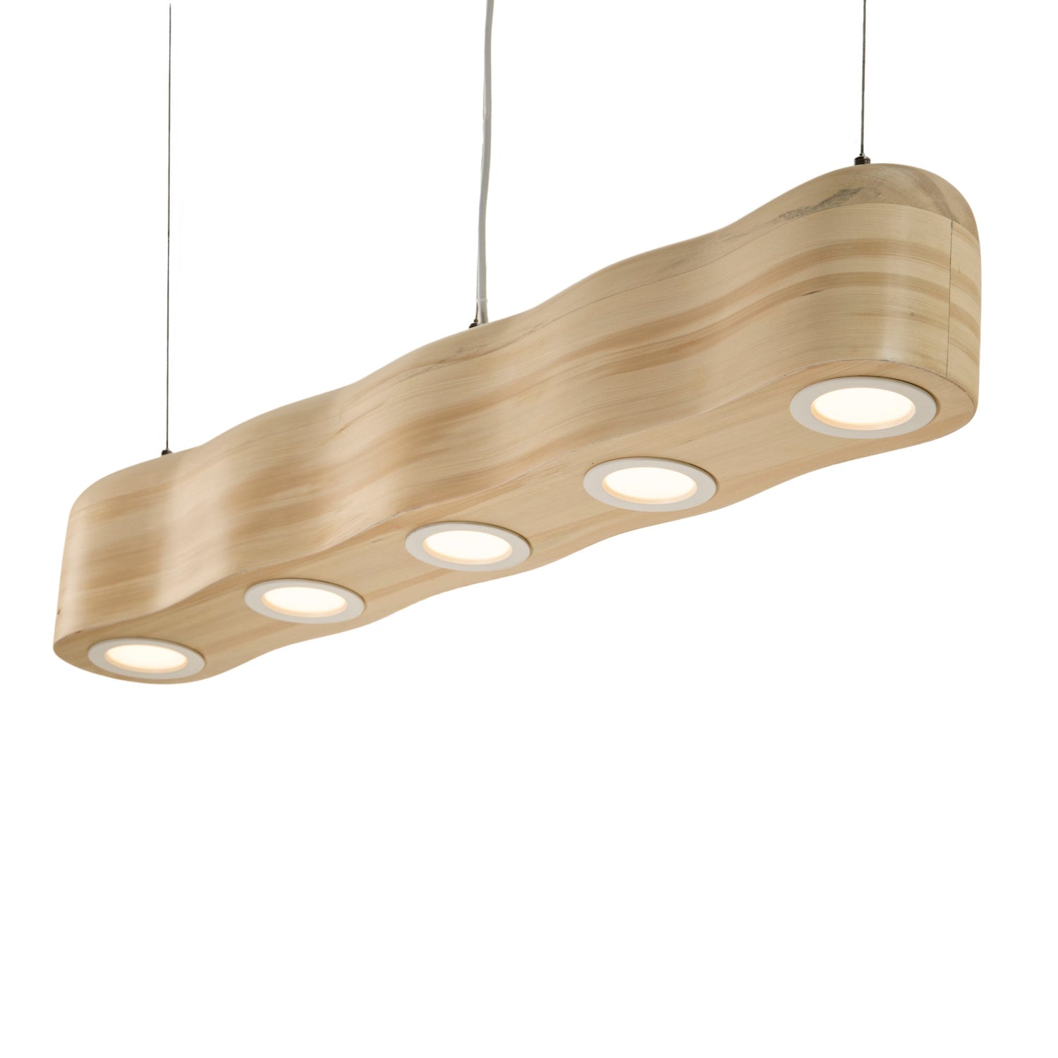 Shirley five-light native timber ceiling fixture, handmade in Tauranga NZ
